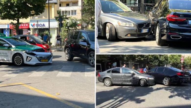Përplasje mes tri automjeteve në Tiranë, përfshirë një taksi